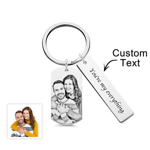 Personalized Photo Keychain With Text Unique Engraved Keychain Gifts For Couples - photomoonlamp