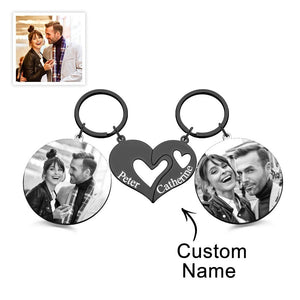 Engravable Keychain Set Custom Photo The Love Between Theme Gifts For Couples - photomoonlamp