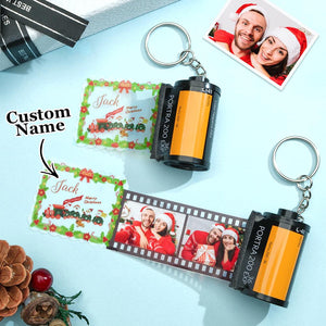 Custom Photo Engraved Film Keychain Funny Christmas Gift - photomoonlamp