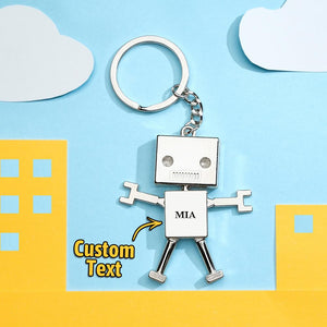 Custom Text Robot Charm Keychain Personalized Keychain Funny Gift - photomoonlamp