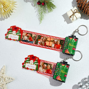 Custom Photo Film Keychain Merry Chrismas Gift for Couple - photomoonlamp