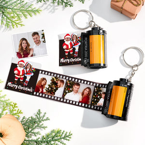 Custom Face Film Roll Keychain Memorial Camera Keychain Christmas Day Gift For Couples - photomoonlamp