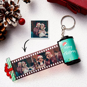 Custom Photo Film Roll Keychain Engraved Gift Box Pullable Camera Keychain Christmas Day Gift - photomoonlamp