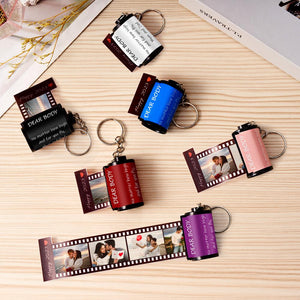 Custom Text Colorful Roll Film Keychain Camera Keychain Meaningful Gifts For Couples - photomoonlamp
