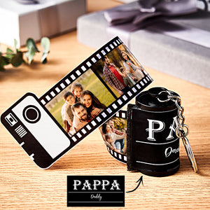 Custom Photo Film Roll Keychain Engravable Shell Camera Keychain Father's Day Gift - photomoonlamp