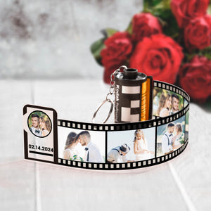 Custom Photo Film Roll Keychain With Text Memory Camera Keychain Valentine's Day Gifts For Couples - photomoonlamp