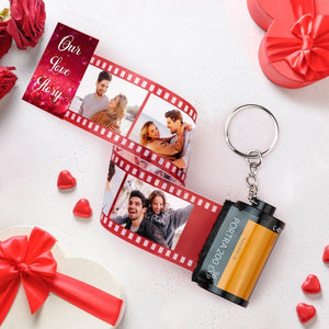 Love Story Photo Camera Keychain Love Pocket Film Roll Keychain Valentine's Day Gifts For Couples - photomoonlamp