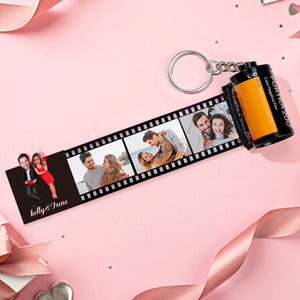 Custom Face Film Roll Keychain Personalized Photo Love Heart Camera Keychain Valentine's Day Gifts For Couples - photomoonlamp