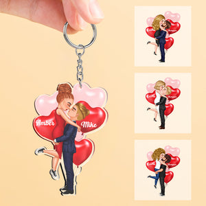 Personalized Acrylic Keychain Couple Hugging Valentine's Gifts - photomoonlamp
