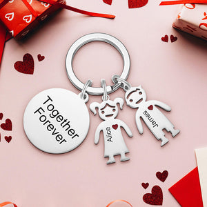 Custom Engraved Round Keychain Boy Girl Keychain Valentine's Day Gift for Lover