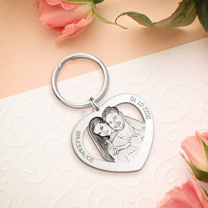 Custom Heart Couple Heart Key Chain Personalization Engraving Keychain