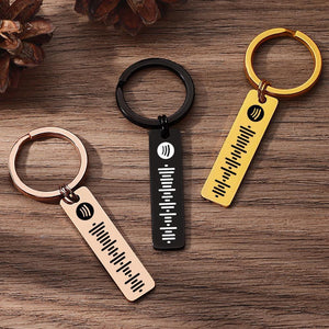 Spotify Keychain Scannable Music Custom Music Song Keychain Stainless Steel Gold Gift for Him