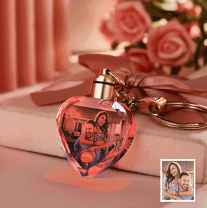 Anniversary Gifts Custom Photo Crystal Keychain Heart-shaped Keychain Gift for Lover Couple Gifts