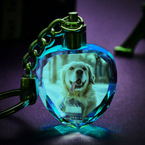 Memorial Gifts Custom Photo Crystal Keychain Heart-shaped Keychain Gift for Pet Lover