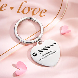 Scannable Music Code Custom Engraved Keychain Personalized Heart-shaped Music Song Key chains Valentine's Day Gifts - photomoonlamp