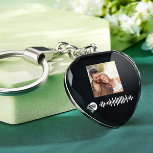 Scannable Custom Photo Spotify Code Keychain Engraved Music Song Crystal Keychain Memorial Gifts - photomoonlamp