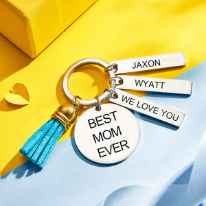 Custom Engraved Keychain Best Mom Ever Stainless Steel Keychain Gift for Mom