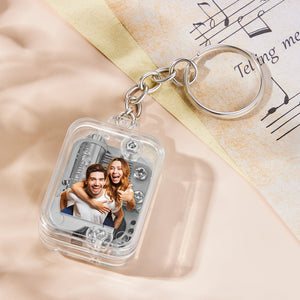 Personalized Photo Sky City Mini Music Box Keychain Acrylic Clear Hand Crank Music Box Birthday Gifts - photomoonlamp
