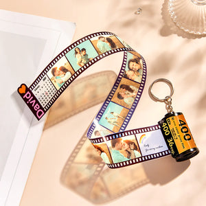 Custom Photo and Name Film Roll Keychain Personalized Camera Keychain Film Gifts for Lover - photomoonlamp