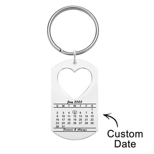 Anniversary Gift Unique Calendar Keychain Personalized Date Engraved for Husband Keychains Engagement Gift for Him - photomoonlamp
