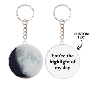 Custom Moon Phase Keychain Personalized Anniversary Gift for Him Birthday Gift for Man - photomoonlamp