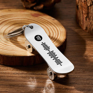 Custom Skateboard Spotify Keychain Personalized Music Song Keychain With Scannable Spotify Code