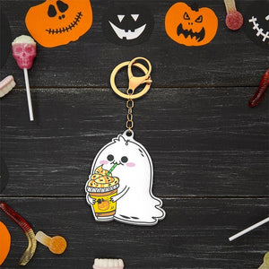 Halloween Gifts Pumpkin Spice Latte Ghostie Charm Keychain
