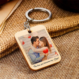 Custom Keychain Personalized Photo and Date Wooden Key Ring  Gift For Him Buy 2 Get 1 Free