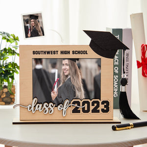 Custom Graduate Photo Frame Personalized Class School Wooden Frame Graduation Gift - photomoonlamp
