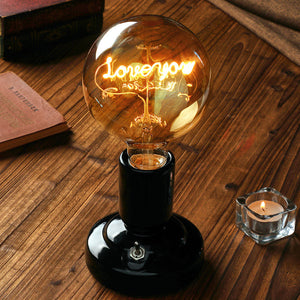 Custom Text Edison Led Filament Modeling Lamp Soft Light Bulbs Decorative Vintage Black Lamp Base - photomoonlamp
