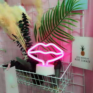 Neon Signs LED Night Light Red Neon BAR Sign Pink lips Gift For Kids