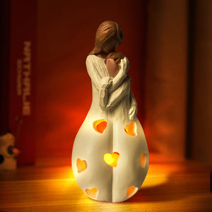 Mother's Day Candle Holder Statue with Flickering Led Candle Gifts for Mom - photomoonlamp