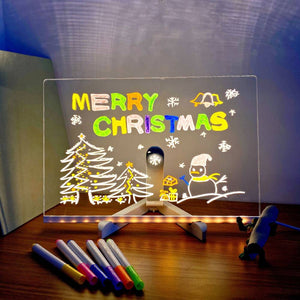 LED Note Board with Colors Glowing Acrylic Message Marker Board with Light Unique Gift for Kids - photomoonlamp