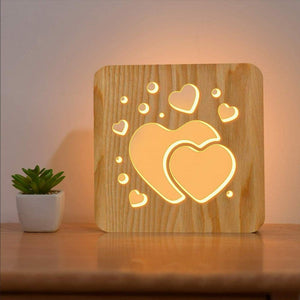 Love Heart Wood Lamp Night Light Room Decor Gift for Girl