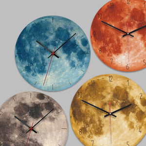 Creative Clock Moon Shape Simple Home Mute Wall Clock Gift