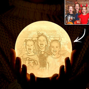 Halloween Gifts 2 Colors Custom Photo Lamp 3D Printed and Engraved Moon Lamp