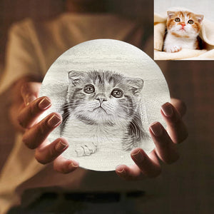 Personalized 3D Printed Jupiter Lamp,Engraved Pet Photo - Remote Control Sixteen Colors (10-20cm)