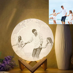 Gift For Family, Personalized Earth Engraved 3D Printing Earth Light, Lamp Jupiter -Touch Three Colors (10-20cm)