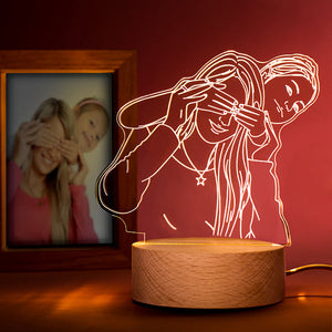 Mother's Day Gifts for Her Photo Lamp LED light Engraved Portrait Night Light