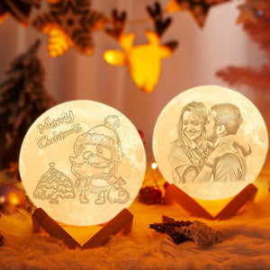 Custom 3D Printed Photo Moon Lamp Personalized Santa pattern Lamp(10CM-20CM)Christmas Gift For Him