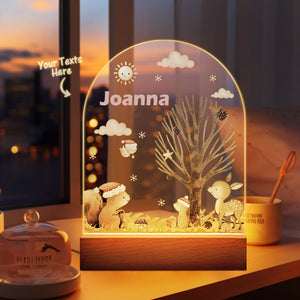 Personalized name children's night light customized Christmas squirrel seven-color night light - photomoonlamp