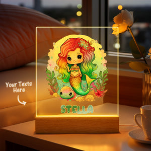 Colorful Mermaid Magical Princess Girls Room Decor Name Night Light LED Personalized Seven Color Options Gift - photomoonlamp