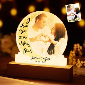 Personalized Photo Light LED Lamp for Lover with Custom Name I Love You to the Moon and Back - photomoonlamp