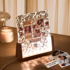 Custom Heart-Shaped Photo Frame Night Light Personalized Spotify Code Wooden Accessory Valentine's Day Gift for Couples - photomoonlamp