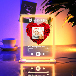 Custom Photo Spotify Rose Flower Night Light Scannable Music Code Neon Sign Lamp Valentine's Day Gifts - photomoonlamp