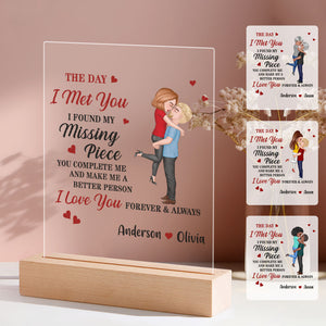 Custom Plaque Personalized Couple Image Acrylic Lamp Valentine's Gifts I Found My Missing Piece - photomoonlamp