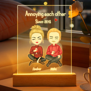 Custom Plaque Lamp Couple Personalized Hairstyle Clothes and Name Cartoon Valentine's Gifts - photomoonlamp