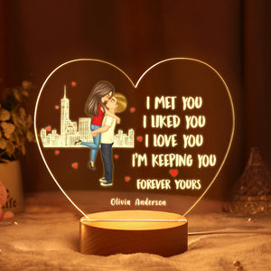 Valentine's Gifts Custom Lamp Personalized Hairstyle Clothes and Name Cartoon Heart Shape Light - photomoonlamp