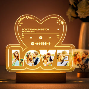 Custom Photo LOVE Night Light Personalized Spotify Code Music Plaque Lamp Valentine Gifts - photomoonlamp