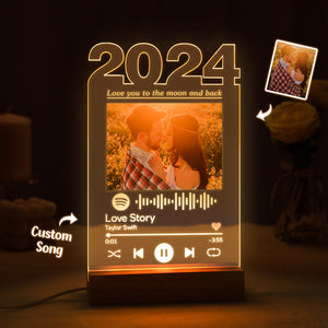 Personalized 2024 Spotify Night Light Custom Photo Lamp Room Decor Acrylic Plaque for Girlfriend - photomoonlamp